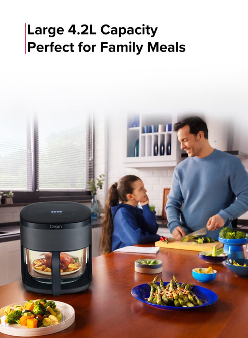 كليكون Digital Air Fryer 4.2 L Multi-Function for Frying, Baking, Grilling, Roasting, Safety Lock, Cool Touch Handle 4.2 L 1500 W CK354 Black - Image 5