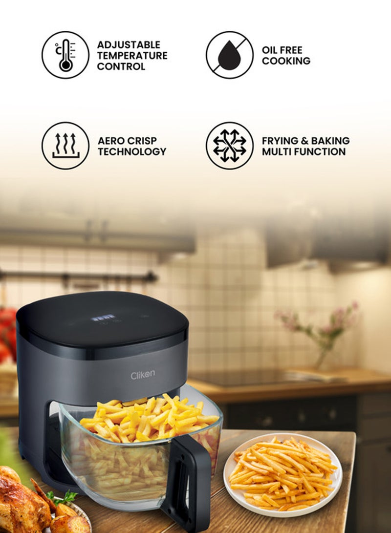كليكون Digital Air Fryer 4.2 L Multi-Function for Frying, Baking, Grilling, Roasting, Safety Lock, Cool Touch Handle 4.2 L 1500 W CK354 Black - Image 2