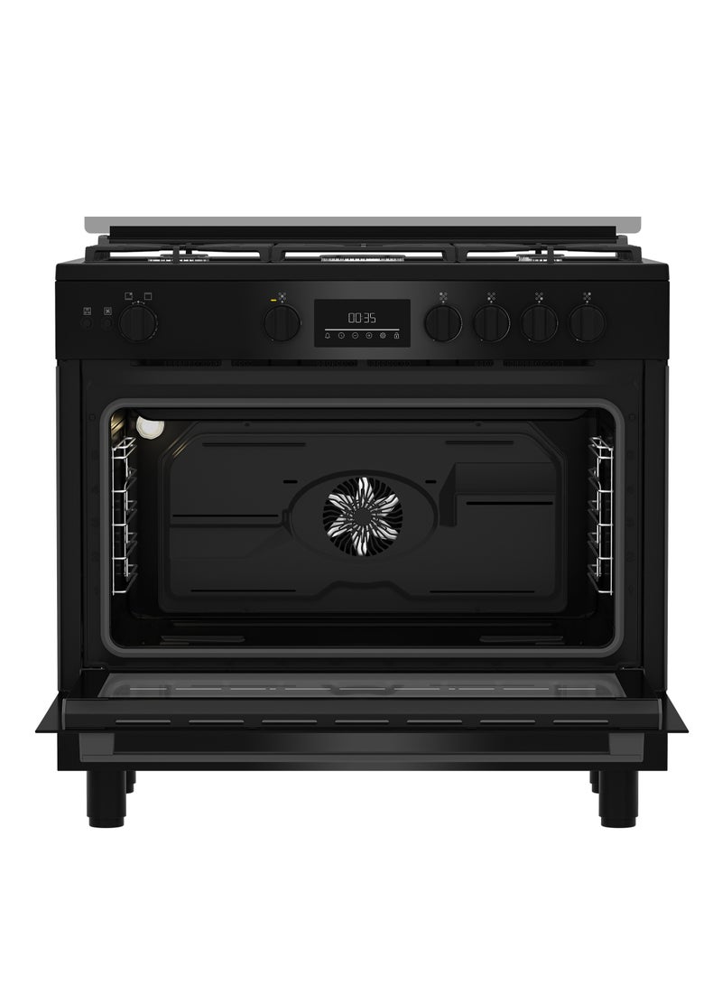 Beko Freestanding Cooker (Fan-assisted, Cooling Fan, Gas, 90 cm) BGGR11225GB BGGR 11225 GB Black