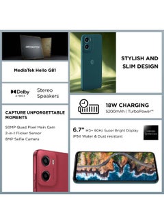 Motorola G05 4G Dual SIM Plum Red 4GB RAM 256GB + Free Water Bottle - Middle East Version  - Image 2
