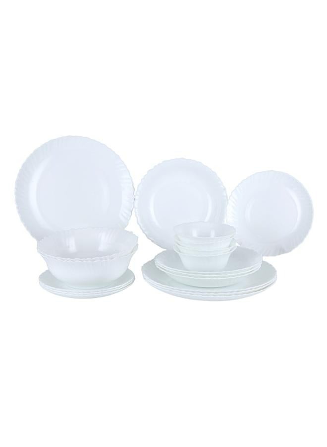 Royalford Royalford 18 Piece Classic Opalware Dinner Set | Includes Dinner, Deep and Dessert Plates and Serving Bowls | Dishwasher-Safe, Freezer and Microwave Safe |  Chip-Resistant and Food-Grade/ White WHITE  - Image 1