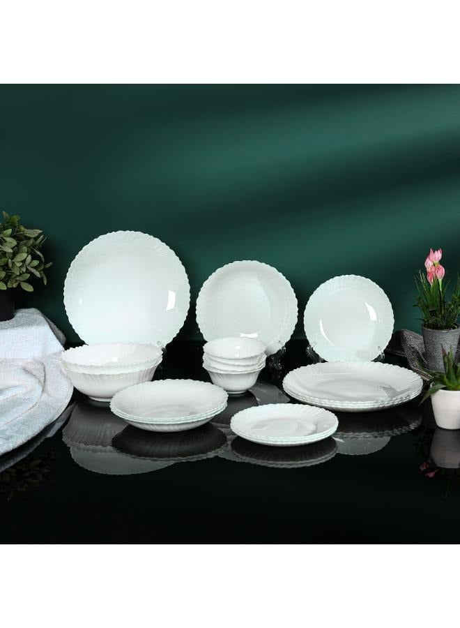 Royalford Royalford 18 Piece Classic Opalware Dinner Set | Includes Dinner, Deep and Dessert Plates and Serving Bowls | Dishwasher-Safe, Freezer and Microwave Safe |  Chip-Resistant and Food-Grade/ White WHITE  - Image 5