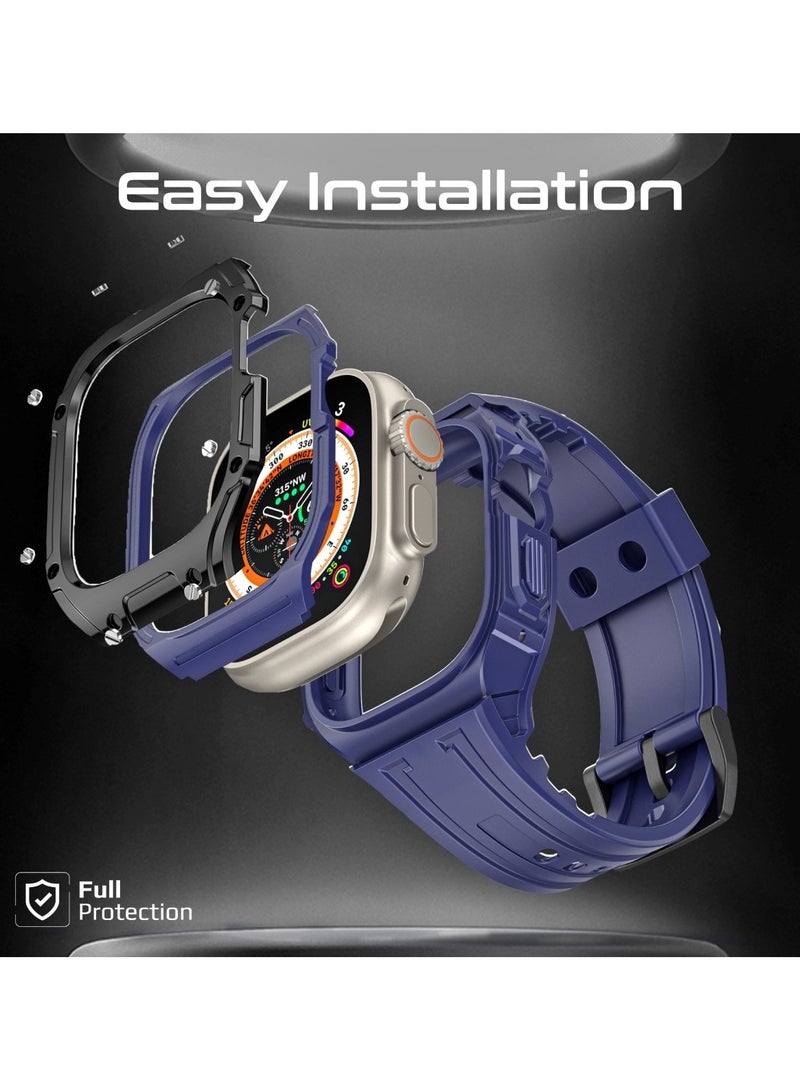 PROMATE - Durable Apple Watch Case and Band with Maximum Protection, Ergonomic Adjustable Fit, Shock-Resistant Materials, Sweat-Resistant Build, and Secure Stainless-Steel Buckle for Apple Watch Ultra 1 And 2 - CaseBand Blue - Image 1