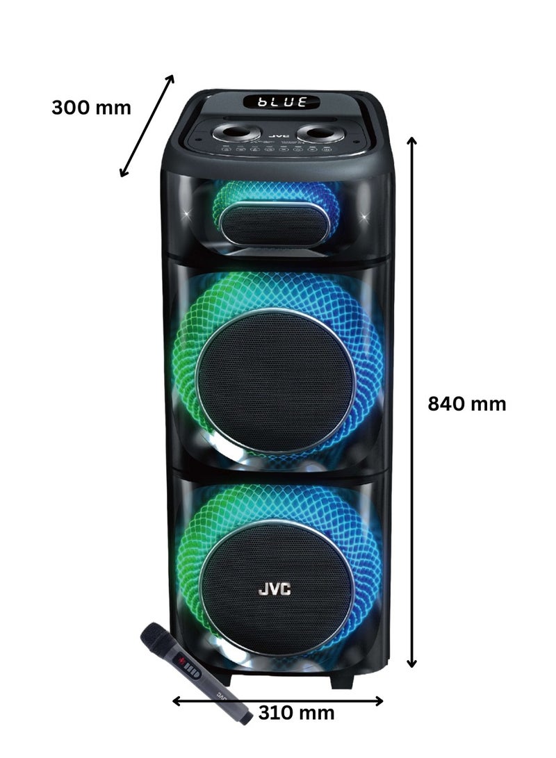 جي في سي مكبر صوت محمول بلوتوث للحفلات / 2000 واط PMPO / مكبر صوت 10"*2 / بطارية طاقة 8000 مللي أمبير مع ميكروفون لاسلكي وجهاز تحكم عن بعد - XS-N178 - Image 4