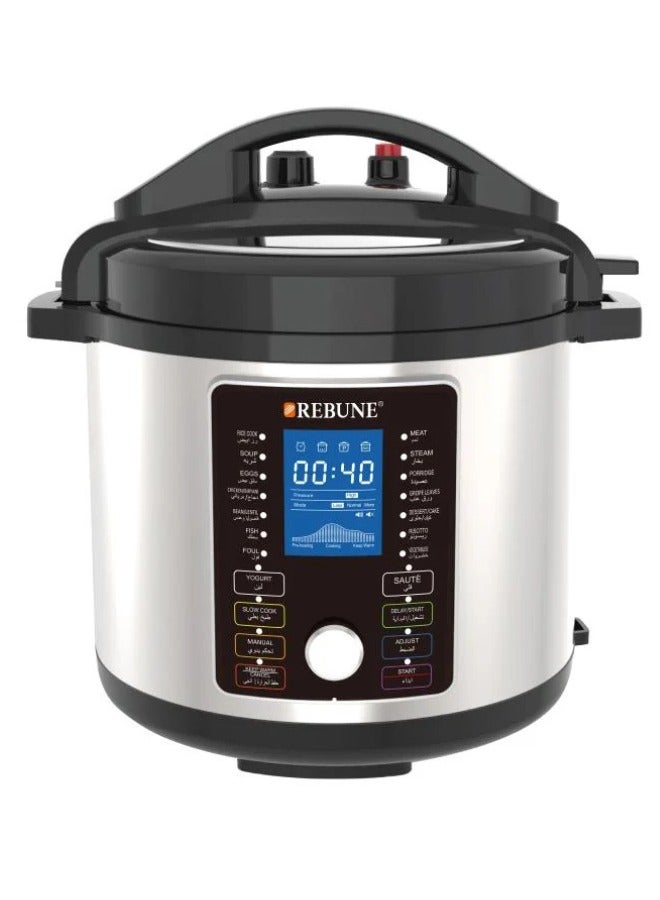 REBUNE Electric pressure cooker and deep fryer 2-in-1, 10 L 1400 W RE-11-052 Silver 