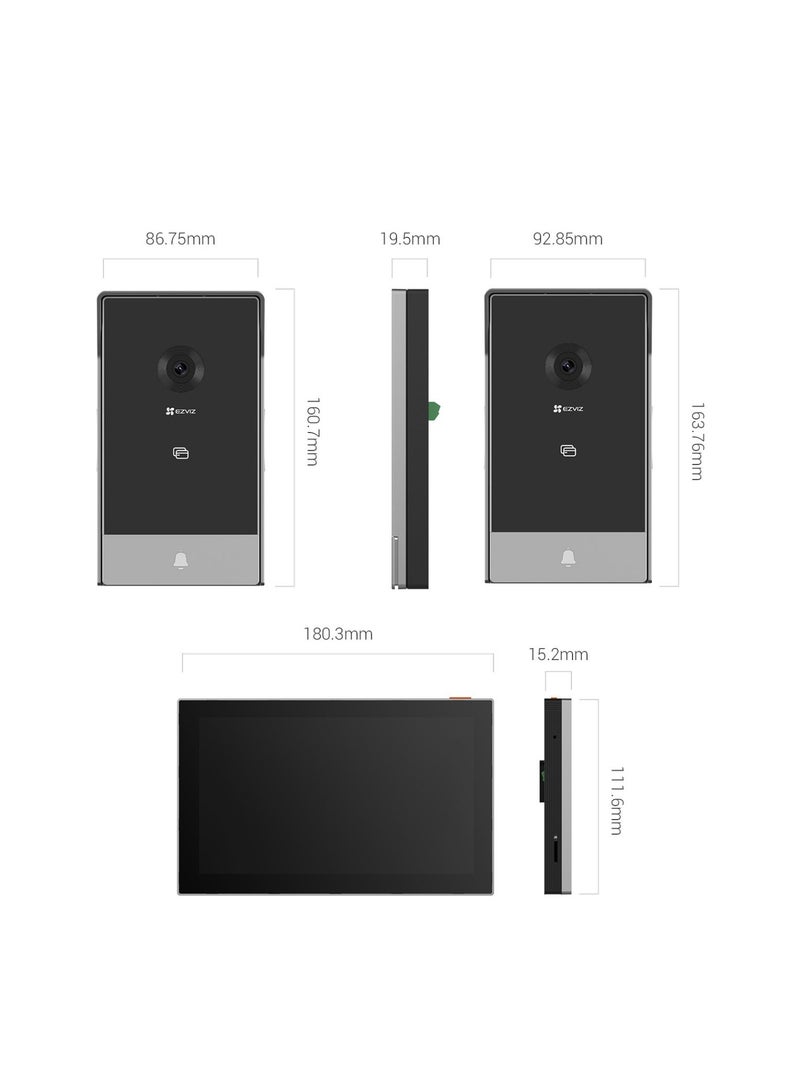 EZVIZ - CP7 Video Doorbell, 3MP 2K Smart Home Video Doorphone Camera with 7" Color Touch Screen, Remote Door/Gate Unlock, Built in Chime, Two Way Talk, Human Motion Detection, Metal Housing, Cloud/SD - Image 1