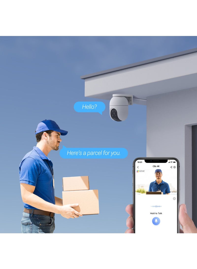 إيزفيز - Security Camera C8C, 4K 8MP Outdoor WiFi Camera, CCTV Camera for Home with 360° Coverage, AI Human/Vehicle Shape Detection, Auto-Zoom Tracking, Color Night Vision, Weatherproof, Two-Way Talk - Image 1