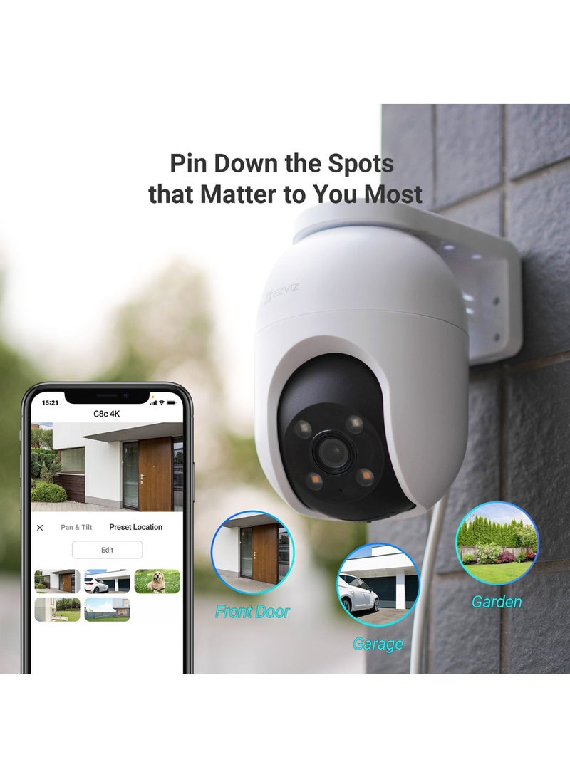 إيزفيز - Security Camera C8C, 4K 8MP Outdoor WiFi Camera, CCTV Camera for Home with 360° Coverage, AI Human/Vehicle Shape Detection, Auto-Zoom Tracking, Color Night Vision, Weatherproof, Two-Way Talk - Image 1