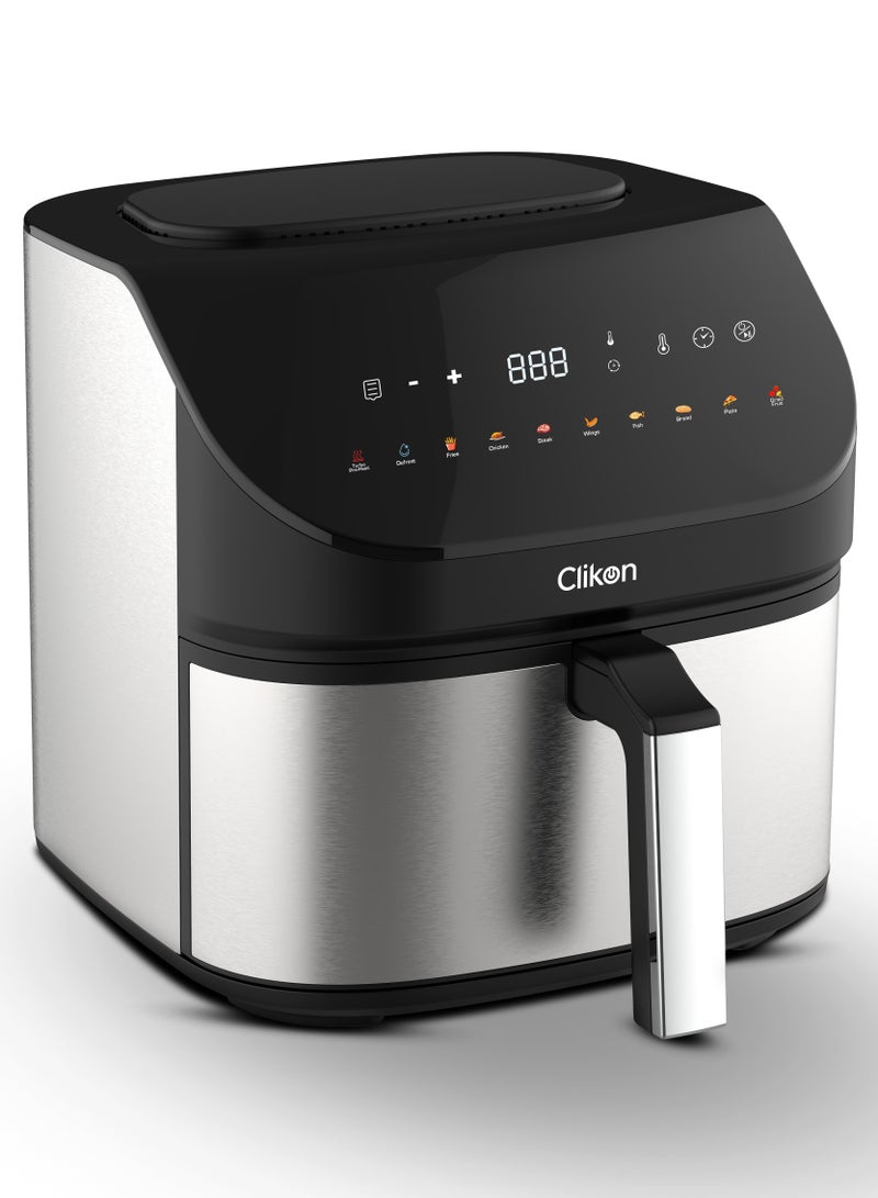 كليكون Air Fryer, 1600W, 7L Large Capacity, Digital Touch Control, 10 Preset Functions, 60 MinuteTimer, Overheating Protection,Turbo Pre Heat,De frost Function 7 L 1600 W CK368 Black/Silver - Image 1