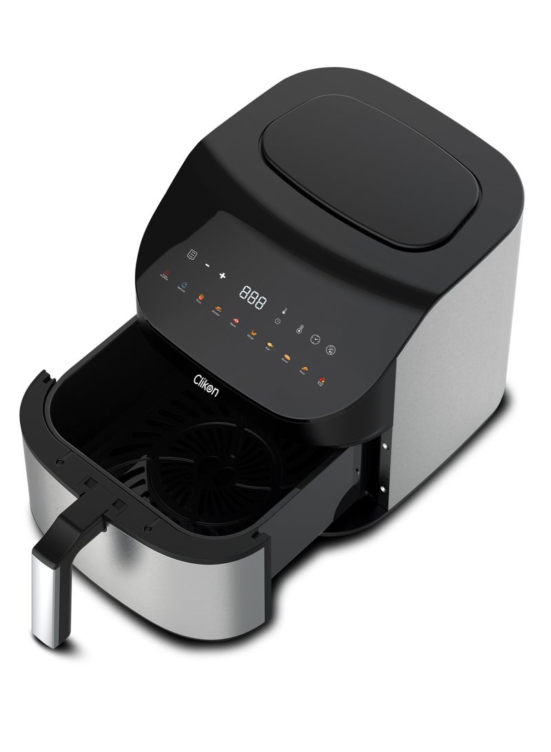 كليكون Air Fryer, 1600W, 7L Large Capacity, Digital Touch Control, 10 Preset Functions, 60 MinuteTimer, Overheating Protection,Turbo Pre Heat,De frost Function 7 L 1600 W CK368 Black/Silver - Image 3