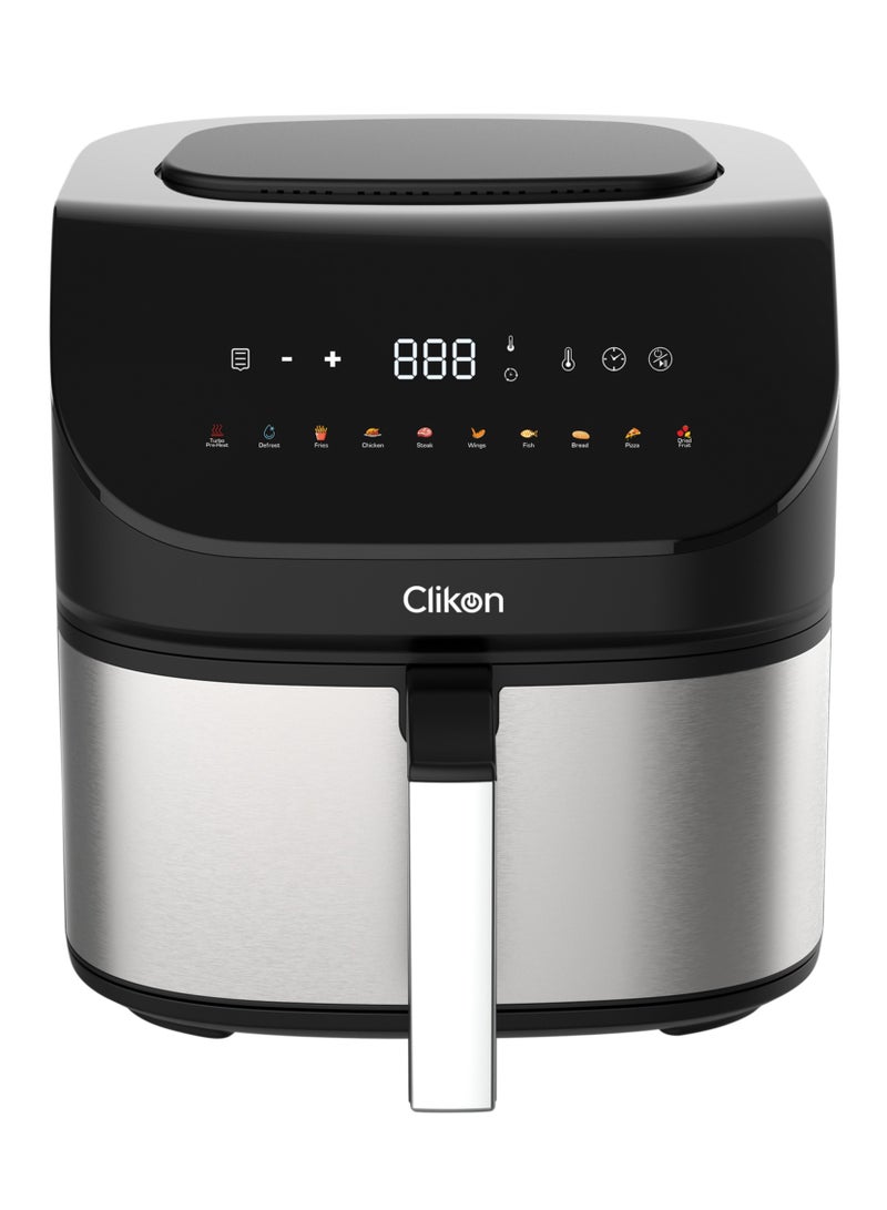 كليكون Air Fryer, 1600W, 7L Large Capacity, Digital Touch Control, 10 Preset Functions, 60 MinuteTimer, Overheating Protection,Turbo Pre Heat,De frost Function 7 L 1600 W CK368 Black/Silver - Image 4
