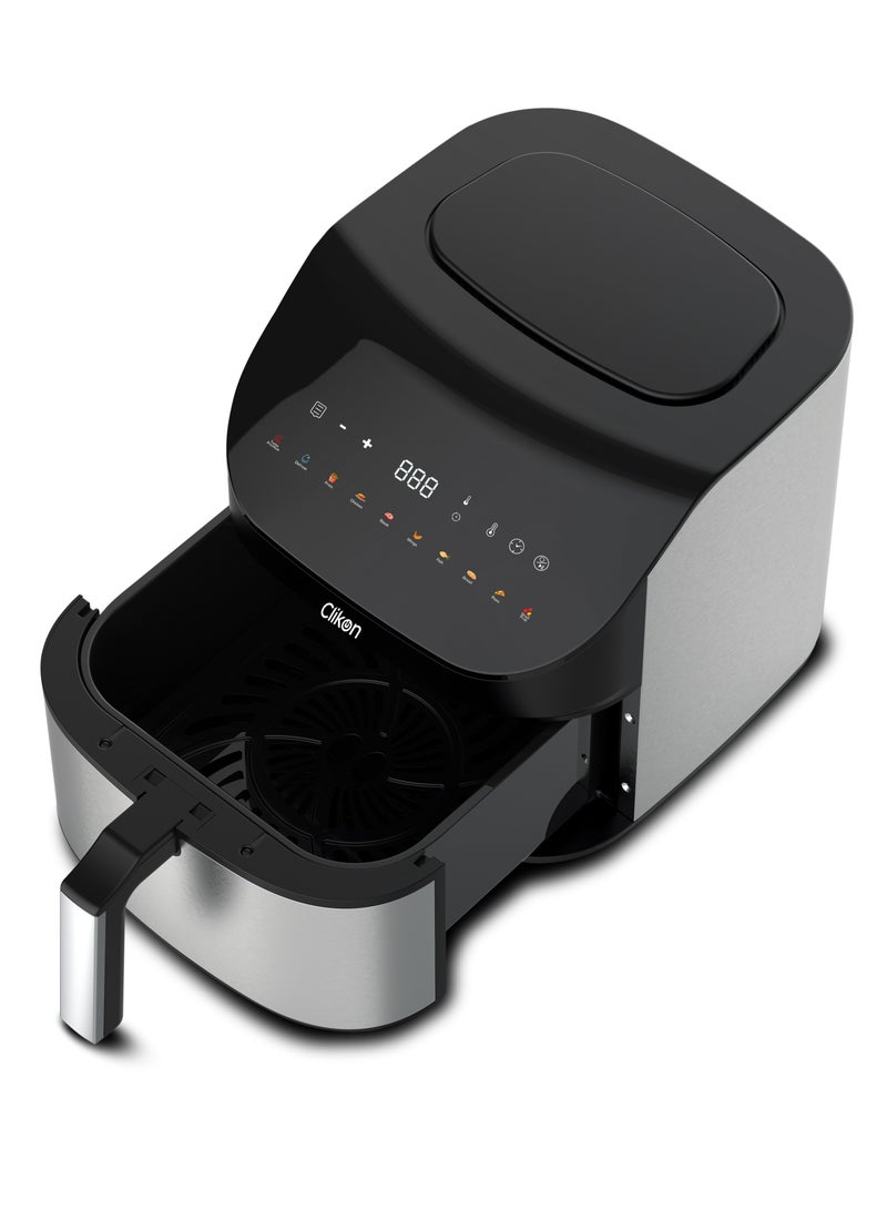 كليكون Air Fryer, 1600W, 7L Large Capacity, Digital Touch Control, 10 Preset Functions, 60 MinuteTimer, Overheating Protection,Turbo Pre Heat,De frost Function 7 L 1600 W CK368 Black/Silver - Image 2