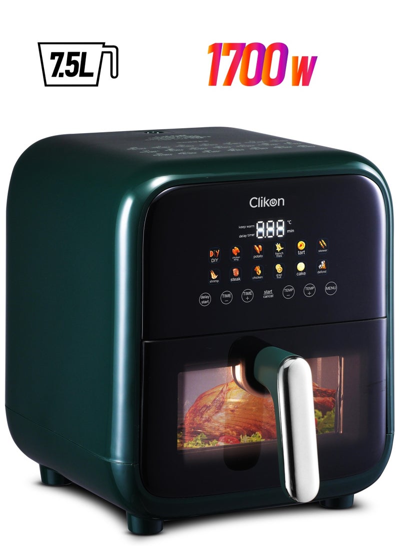 كليكون Air Fryer, 1700W, 7.5L Large Capacity, Digital Touch Control, Multi Functions, Overheating Protection 7.5 L 1700 W CK371 Green  - Image 1