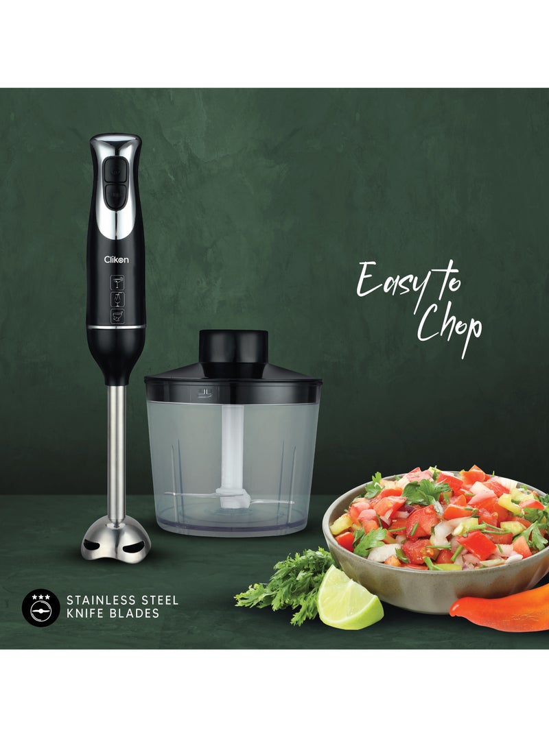 كليكون Hand Blender - Powerful Copper Motor & Stainless Steel Blades with 2 Speed for Baby Food, Soup, Juice | Chopper Bowl & Electric Egg Whisk - 2 Years Warranty CK2672 Black  - Image 5