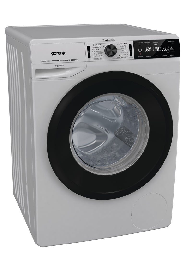 Gorenje Washing Machine- 60 cm- 9 KG-Spin Speed 1,400 Rpm-Inverter PowerDrive Motor- SteamTech 64 L 2000 W WA946AS Metallic Gray