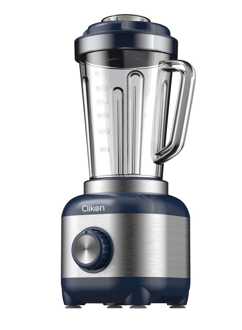 كليكون 3-In-1 Juicer Blender Chopper Set 1.8 L , 600W Powerful Motor With 2 Speed Setting And Pulse, Automatic Overload & Overheating Cut off With Stainless Steel Blade 1.8 L 600 W CK2684 Blue/Silver  - Image 2