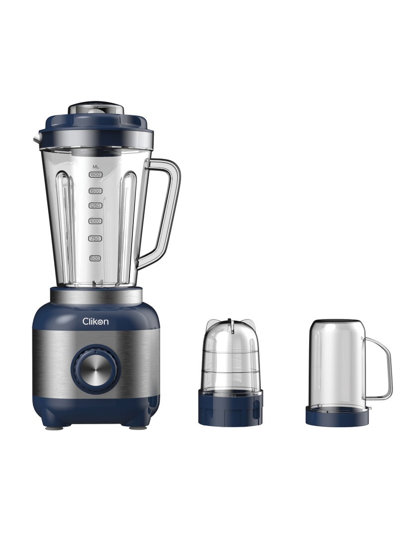 كليكون 3-In-1 Juicer Blender Chopper Set 1.8 L , 600W Powerful Motor With 2 Speed Setting And Pulse, Automatic Overload & Overheating Cut off With Stainless Steel Blade 1.8 L 600 W CK2684 Blue/Silver  - Image 5