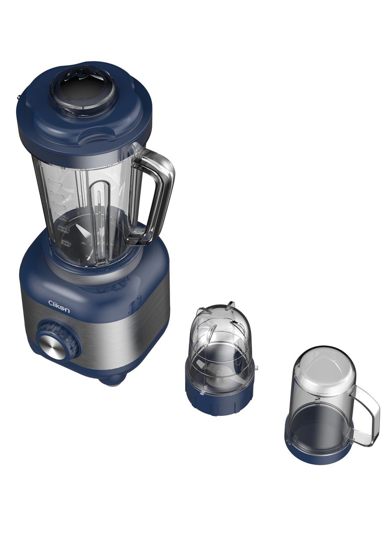 كليكون 3-In-1 Juicer Blender Chopper Set 1.8 L , 600W Powerful Motor With 2 Speed Setting And Pulse, Automatic Overload & Overheating Cut off With Stainless Steel Blade 1.8 L 600 W CK2684 Blue/Silver  - Image 4