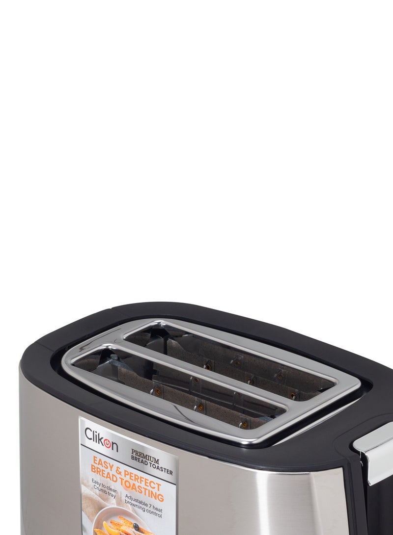 كليكون Premium Bread Toaster 2 Slice - Affordable, Variable Browning Controls, Auto Shut-Off, Removable Crumb Tray, and User-Friendly Kitchen Essential - Compact 2 Slice Toaster for Modern Kitchens 750 W CK2458 Silver/Black  - Image 5