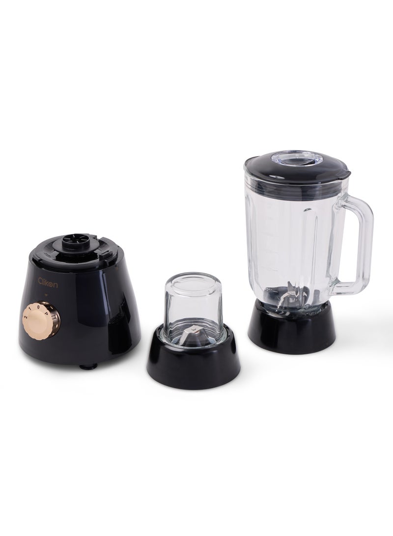 كليكون 2-In-1 Juicer Blender Chopper Set 1.5 L , 600W Powerful Motor With 2 Speed Setting And Pulse, Transparent And Glass Jars With Stainless Steel Blade, Grinder Attachment 1.5 L 600 W CK2674 Black  - Image 3