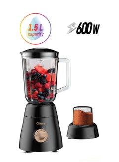 2-In-1 Juicer Blender Chopper Set 1.5 L , 600W Powerful Motor With 2 Speed Setting And Pulse, Transparent And Glass Jars With Stainless Steel Blade, Grinder Attachment 1.5 L 600 W CK2674 Black