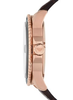EMPORIO ARMANI Men's Three-Hand Date Brown Leather Band Watch (Model: AR11556)  - Image 4