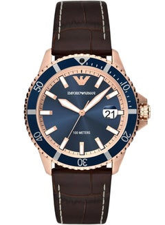 EMPORIO ARMANI Men's Three-Hand Date Brown Leather Band Watch (Model: AR11556)  - Image 1