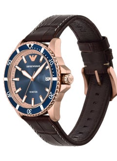 EMPORIO ARMANI Men's Three-Hand Date Brown Leather Band Watch (Model: AR11556)  - Image 2
