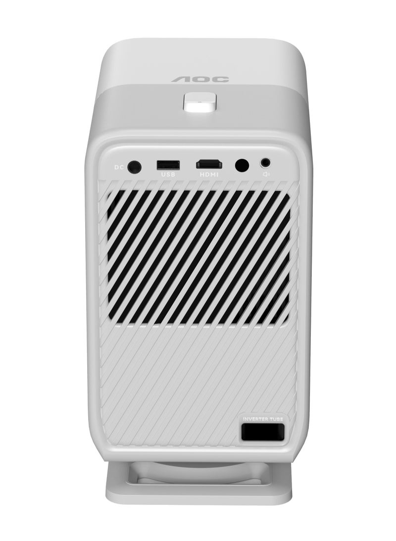 AOC - CineSpot Full HD Smart Projector - Android 9, 1920x1080 Resolution, 1200 Lumens, 16GB Storage, Dual-Band Wi-Fi 6, Bluetooth 4.2, Auto Focus & Keystone, Digital Zoom, Built-in Speaker, 40"-120", >30,000h LED Life CineSpot(A1 MAX) White - Image 1