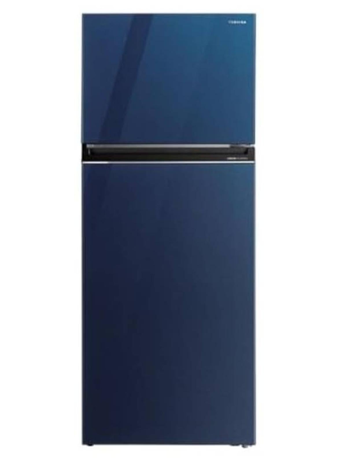 Toshiba Refrigerator, Inverter Compressor,Voltage stability, Airfall cooling, Utility box, Humidity control, Pure Bio, cooling zone,2D 450L , Glass door GR-RT624WE-PGN(73) Blue