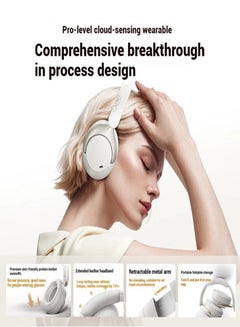 كيو سي واي H3 PRO Over Ear Headphones Adaptive ANC, Wired & Wireless Connectivity, 50dB Active Noise Cancellation with Multiple Modes, LDAC Hi-Res Wireless Audio, 55H Playtime, Custom EQ via App - White  - Image 3