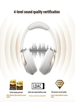 كيو سي واي H3 PRO Over Ear Headphones Adaptive ANC, Wired & Wireless Connectivity, 50dB Active Noise Cancellation with Multiple Modes, LDAC Hi-Res Wireless Audio, 55H Playtime, Custom EQ via App - White  - Image 5