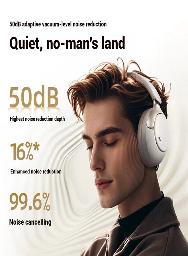 H3 PRO Over Ear Headphones Adaptive ANC, Wired & Wireless Connectivity, 50dB Active Noise Cancellation with Multiple Modes, LDAC Hi-Res Wireless Audio, 55H Playtime, Custom EQ via App - White - pnsku/N70142603V/45/_/1736834468/ac107f19-54a2-479f-a070-8bc1989a2022