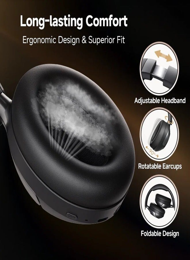 كيو سي واي - H3 PRO Over Ear Headphones Adaptive ANC, Wired & Wireless Connectivity, 50dB Active Noise Cancellation with Multiple Modes, LDAC Hi-Res Wireless Audio, 55H Playtime, Custom EQ via App - Black - Image 1