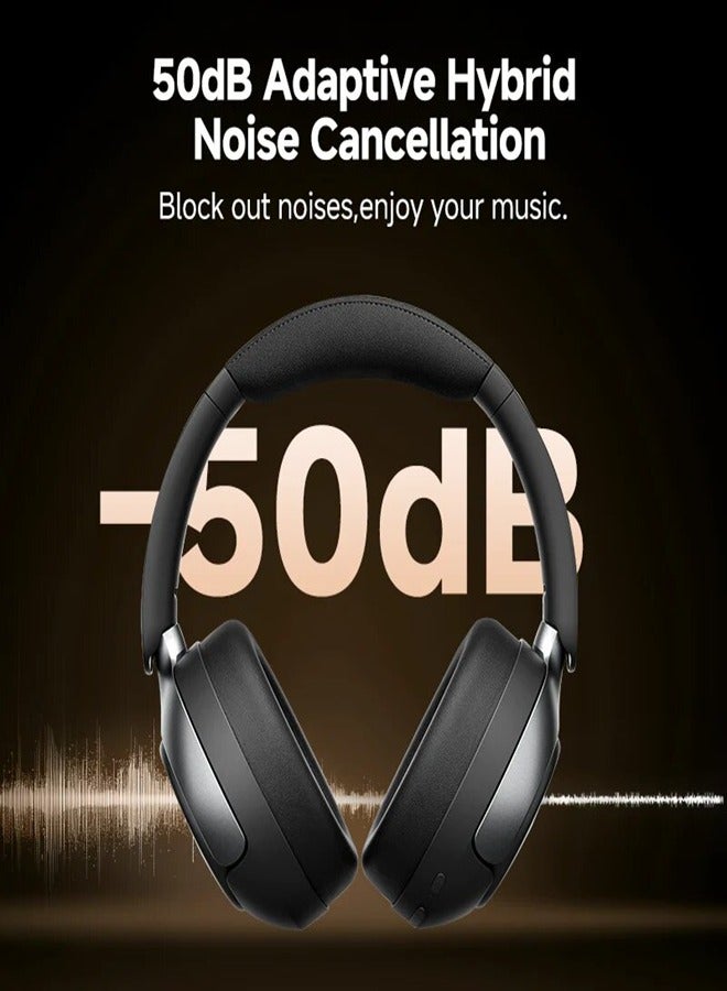 كيو سي واي - H3 PRO Over Ear Headphones Adaptive ANC, Wired & Wireless Connectivity, 50dB Active Noise Cancellation with Multiple Modes, LDAC Hi-Res Wireless Audio, 55H Playtime, Custom EQ via App - Black - Image 1