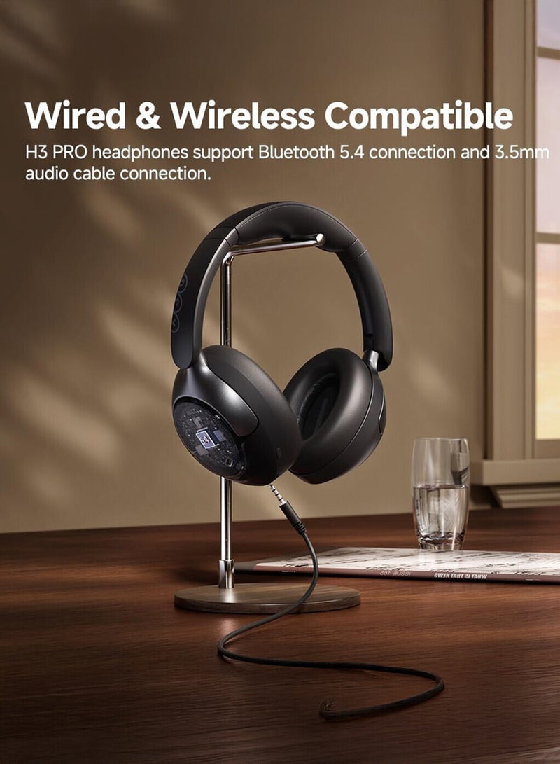 QCY H3 PRO Over Ear Headphones Adaptive ANC, Wired & Wireless Connectivity, 50dB Active Noise Cancellation with Multiple Modes, LDAC Hi-Res Wireless Audio, 55H Playtime, Custom EQ via App - Black  - Image 3