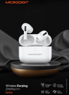 ميكرو ديجيت Premium Bluetooth Wireless Earphone with Earplug Pro with wireless charging and High Bass Clear Sound White  - Image 2