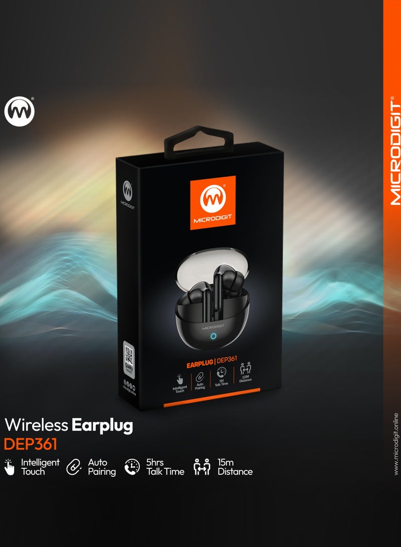 Microdigit In-Ear Earphones Wireless Earbuds And Earplug DEP361 Black  - Image 4