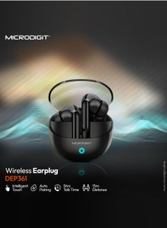 ميكرو ديجيت In-Ear Earphones Wireless Earbuds And Earplug DEP361 Black  - Image 3