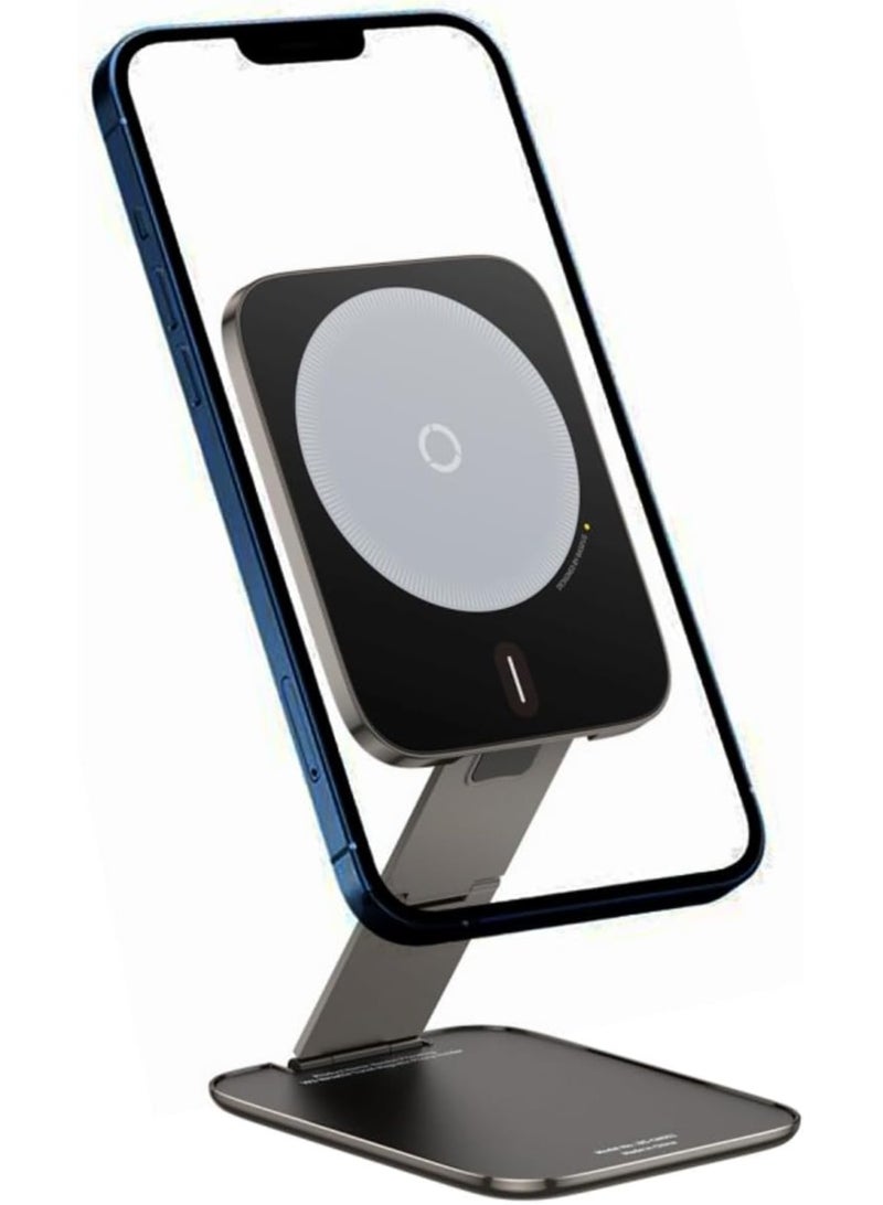 بيسوس Magnetic MagSafe Foldable Phone Holder, 3-Axis Adjustable, Ultra-Thin, Dual-Sided Magnetic Design, Hands-Free Use, Stable & Durable, Universal Cell Phone Holder for iOS, Android, Desktop, Car, Airplane, Train, Kitchen, Refrigerator, Travel, Wall, Desk, Portable Magnetic Phone Stand for iPhone 12-16 Pro, Car Phone Mount Black - Image 2