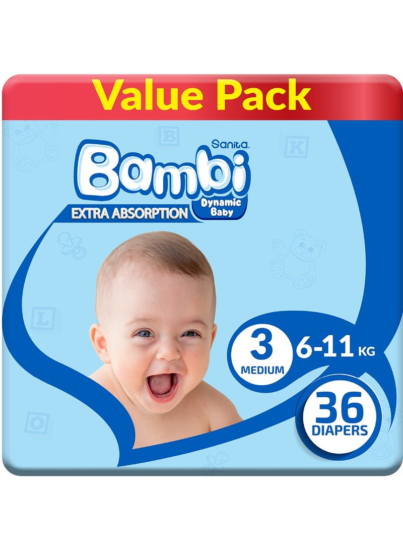 Sanita Bambi Baby Diapers Value Pack Size 3 6-11 Kg - Image 1