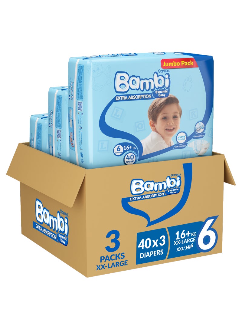 Sanita Bambi Baby Diapers Jumbo Pack Size 6 16+ Kg