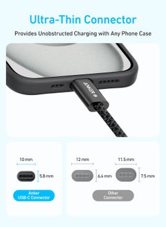 Anker Zolo USB C to USB C Cable, Braided and Dirt-Free Type C Fast Charging Cable, Slim Connector, for iPhone 16 Series, MacBook (240W) (White, 6ft) White White  - Image 4
