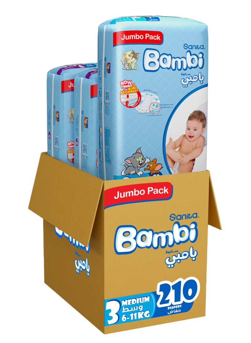 Sanita Bambi Baby Diapers Jumbo Pack Size 3 6-11kg