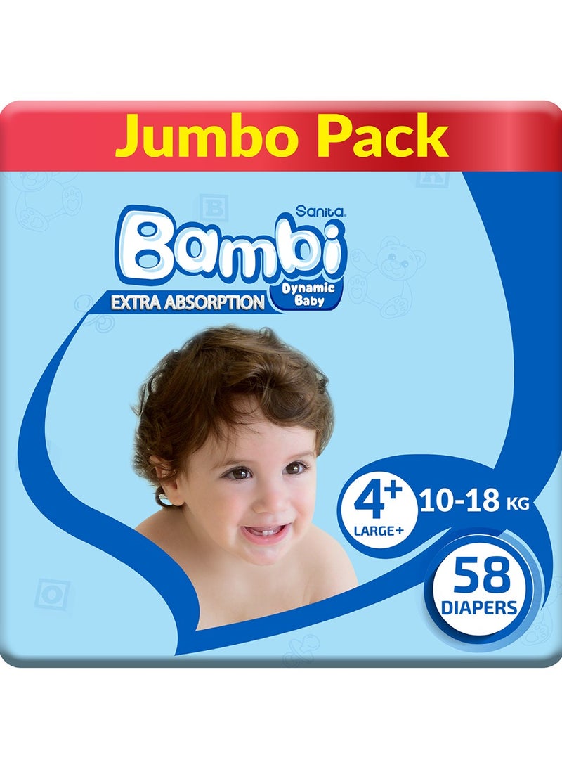 Sanita Bambi Baby Diapers Jumbo Pack Size 4+ 10-18 kg - Image 1