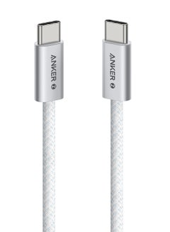 Anker Zolo USB C to USB C Cable, Braided and Dirt-Free Type C Fast Charging Cable, Slim Connector, for iPhone 16 Series, MacBook (240W) (3ft) White  - Image 1
