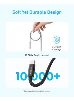 Anker Zolo USB C to USB C Cable, Braided and Dirt-Free Type C Fast Charging Cable, Slim Connector, for iPhone 16 Series, MacBook (240W) (3ft) White  - Image 5