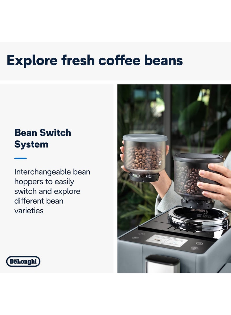 De'Longhi Rivelia Fully Automatic Coffee Machine with LatteCrema Hot, Automatic Milk Frother, Compact Size Bean to Cup Coffee Machine, 16 Recipes, Full Touch Colored Display 1.4 L 1450 W EXAM440.55.G Pebble Grey - Image 3