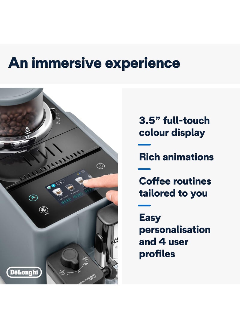 De'Longhi Rivelia Fully Automatic Coffee Machine with LatteCrema Hot, Automatic Milk Frother, Compact Size Bean to Cup Coffee Machine, 16 Recipes, Full Touch Colored Display 1.4 L 1450 W EXAM440.55.G Pebble Grey - Image 4