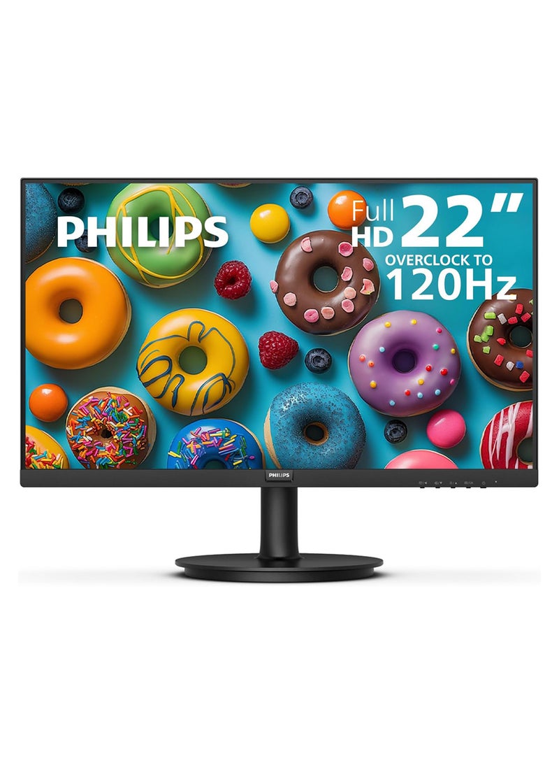 Philips 22" inch V Line LCD Monitor (1920x1080) FHD, VA LED, 4ms Response Time, 120Hz Refresh Rate,HDMI x1, VGA x1, 54.6 cm (21.5 Inch) 221V8LB/89 | Black - Image 1